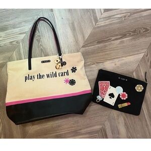 Kate Spade Play the Wild Card Tote, Pouch, Poker Chip Keychain Las Vegas